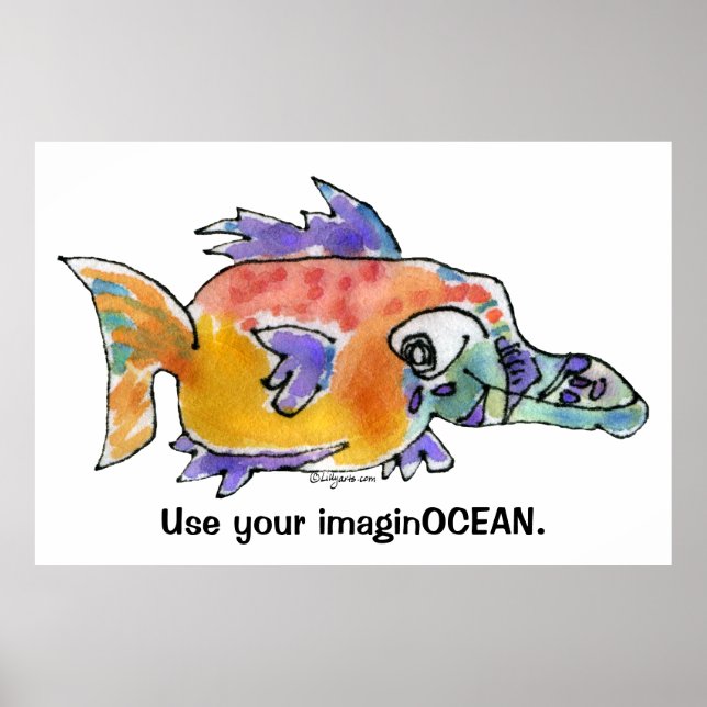 Cartoon Funny Fish 099 ImaginOCEAN Poster Large (Frente)
