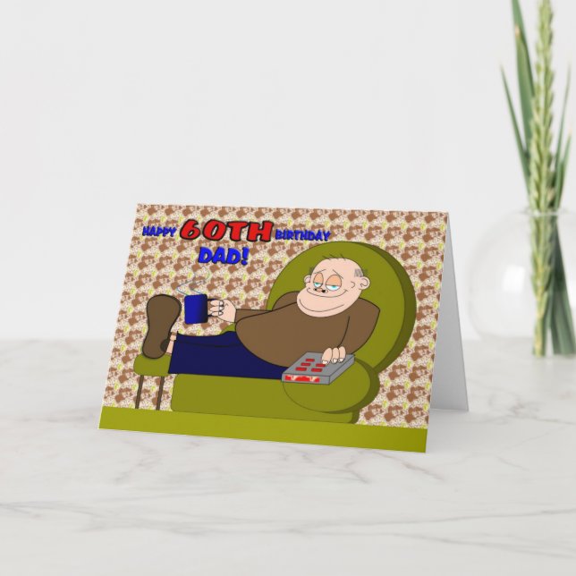 Cartoon Happy, 60º Cartão de Pai de aniversário (Frente)