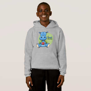 Cartoon Hippo   Crianças Pullover Hoodie