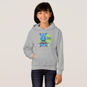 Cartoon Hippo   Crianças Pullover Hoodie
