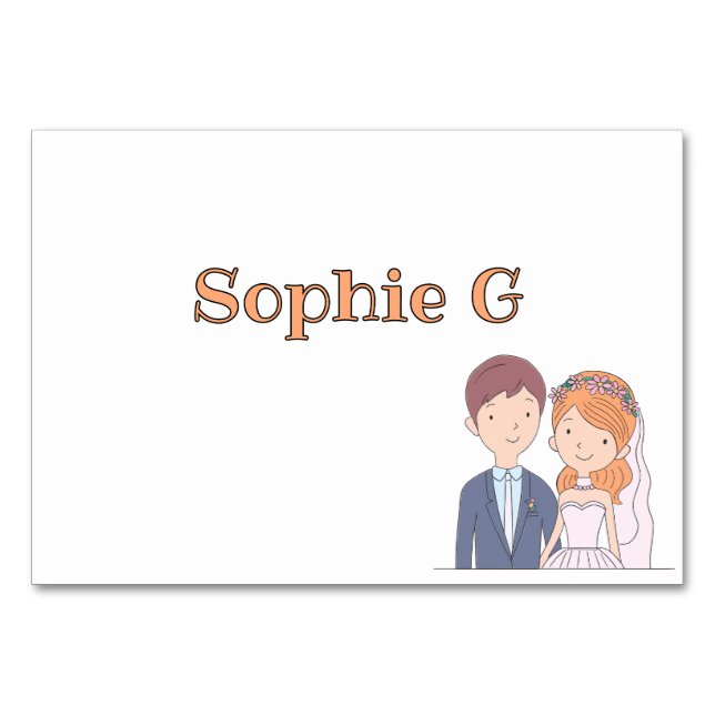 Cartoon-Iike Simples - Cartão de Local de Casament (Frente)