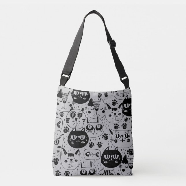 Cartoon Kitten Rostos Tote Bag (Frente)