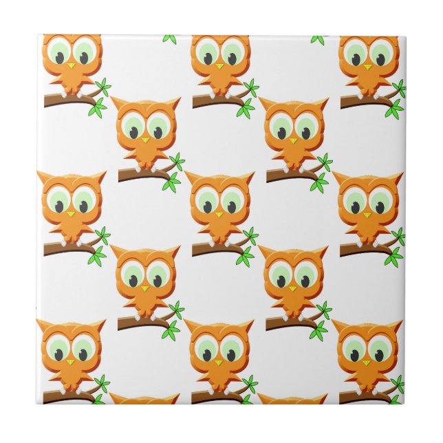 Cartoon Little Owl No Padrão De Ramificação (Frente)