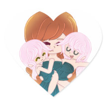 Cartoon Madre com seu adesivo Gêmeos