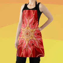 Cartoon Mandala Flor Vermelho e Laranja
