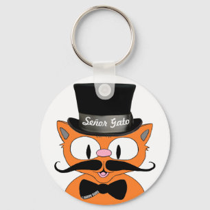 Cartoon Mustache Chaveiro Gato Senor