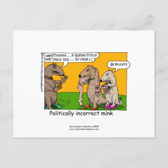 Cartoon P.I. Mink (Bola Humana) No Cartão Postal (Frente)