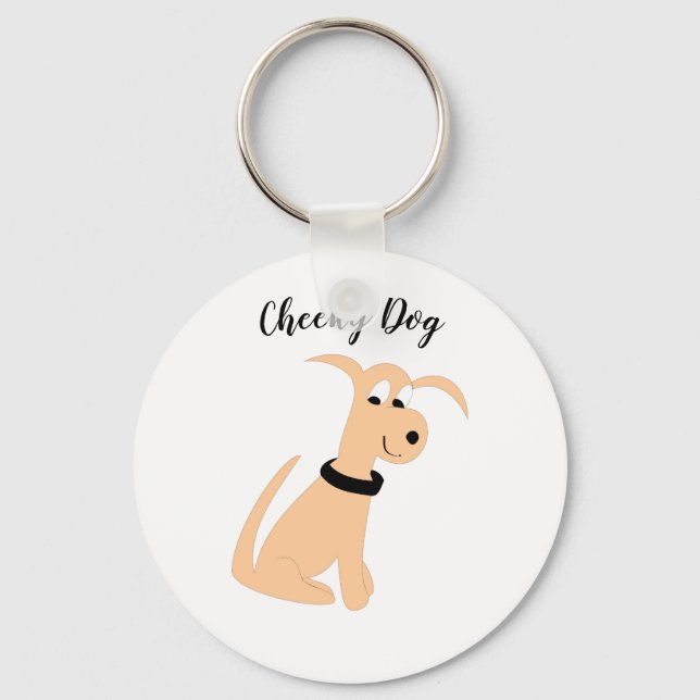 Cartoon Pach dog Cheeky Dog Chaveiro (Frente)