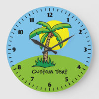 Cartoon Palm Tree - Relógio Grande