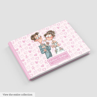 Cartoon Personalizado Newlyweds Livro de Convidado