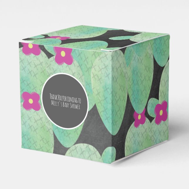 Cartoon Pink Cactus Patteron Obrigado Caixa Favorá (Frente)