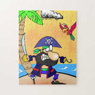 Cartoon Pirate Com Quebra-cabeça De Pássaro De Pap