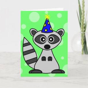 Cartoon Raccoon - Cartão de Aniversário
