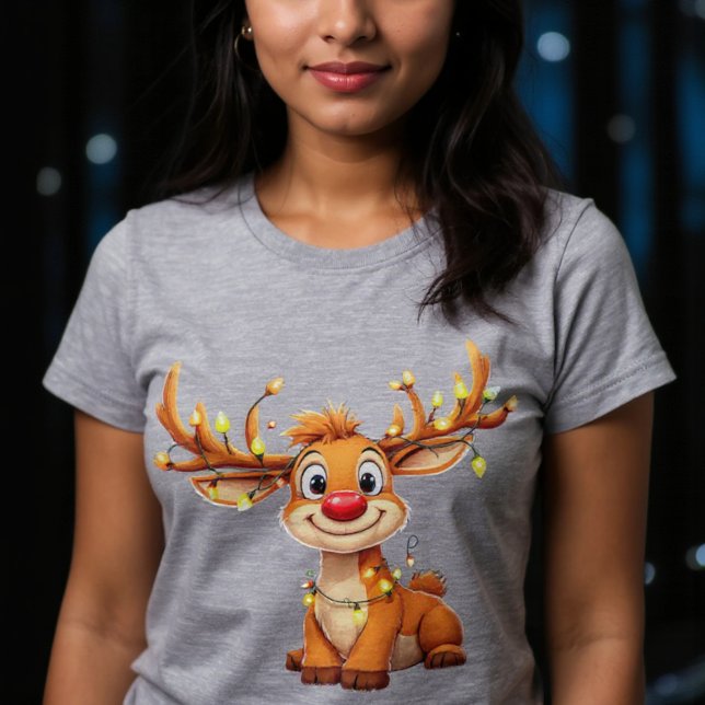 Cartoon reindeer with red nose and lights (Criador carregado)