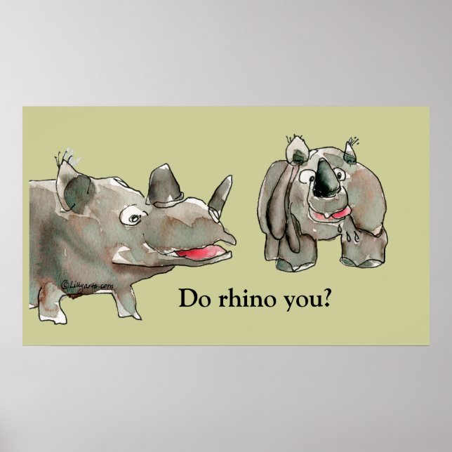 Cartoon Rhino Custom Poster Impressão (Frente)