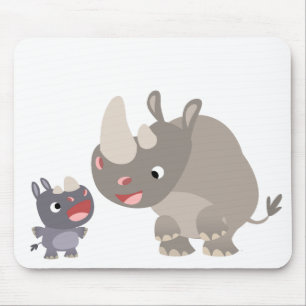 Cartoon Rino Baby e Rhino Mousepad Grande