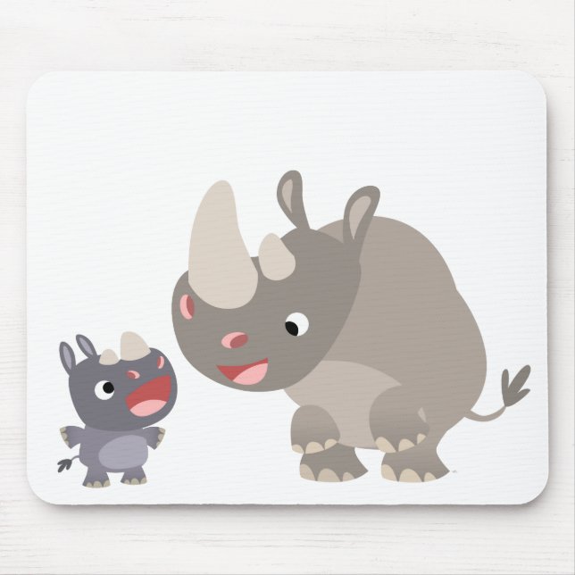 Cartoon Rino Baby e Rhino Mousepad Grande (Frente)