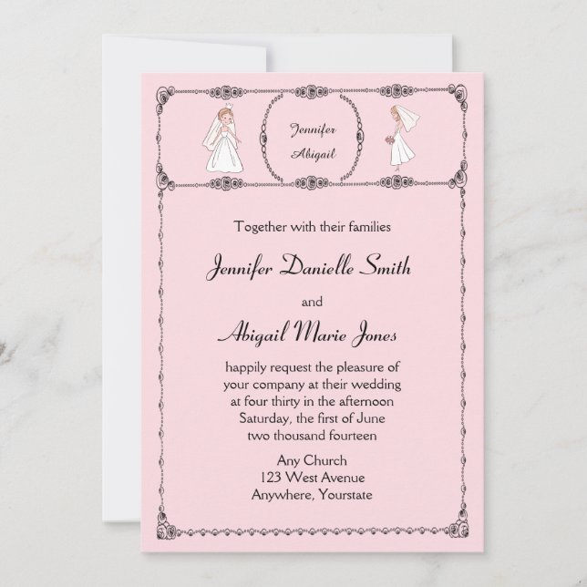 Cartoon Romântico Faz Convite Para Casamento (Frente)