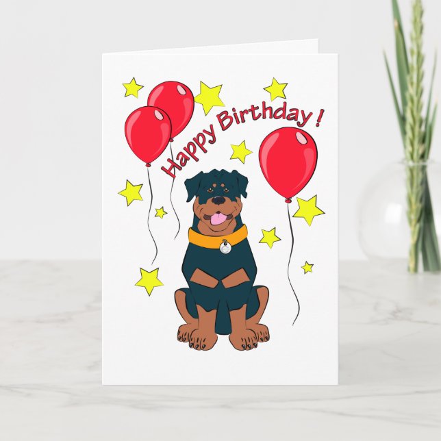 Cartoon rottweiler cartão de aniversário (Frente)