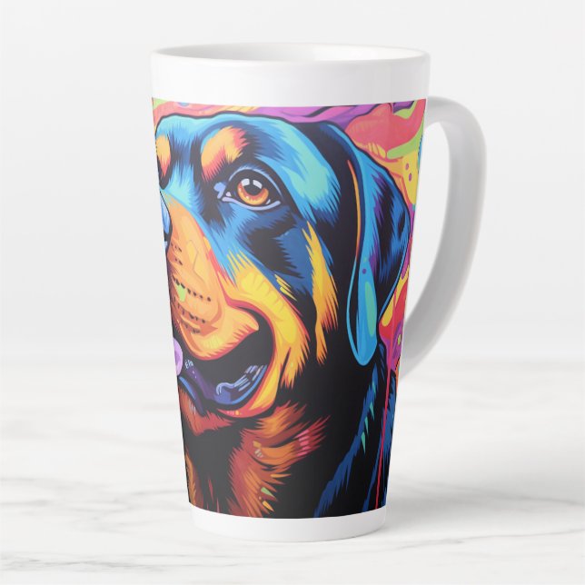 Cartoon Rottweiler em uma caneca latina de jardim (Ângulo direito)