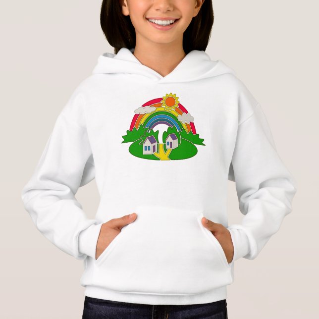 Cartoon rural com arco-íris e casa de campo (Frente)