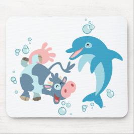 Cartoon Seacow e Dolphin Mousepad
