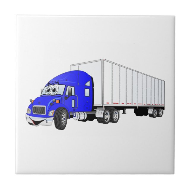 Cartoon Semi Truck Blue Trailer (Frente)