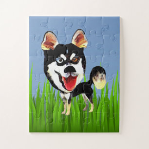 Cartoon Siberian Husky Quebra-cabeça para Crianças