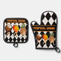 Cartoon Tropical Frutas Damas de Preto e Branco