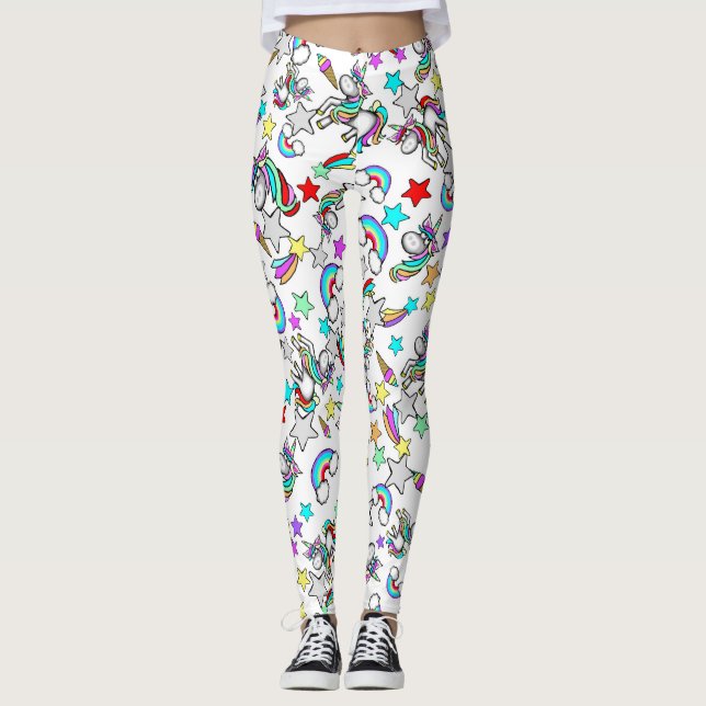 Cartoon Unicórn Damas Leggings (Frente)