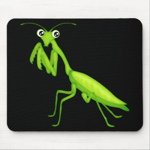 Cartoon Verde Rezando Mantis Mousepad