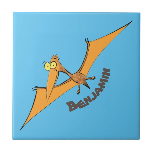 Cartoon voador de pterodátilo, cor de laranja giro (Frente)
