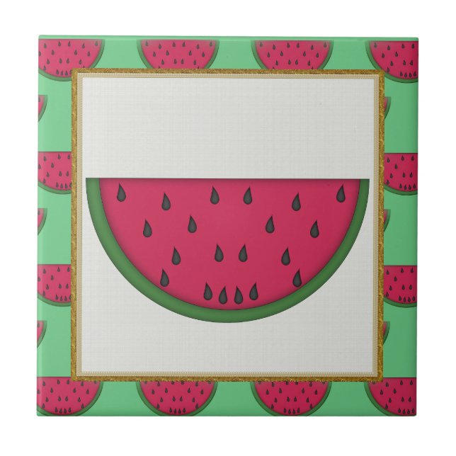 Cartoon Watermelon azulejo (Frente)