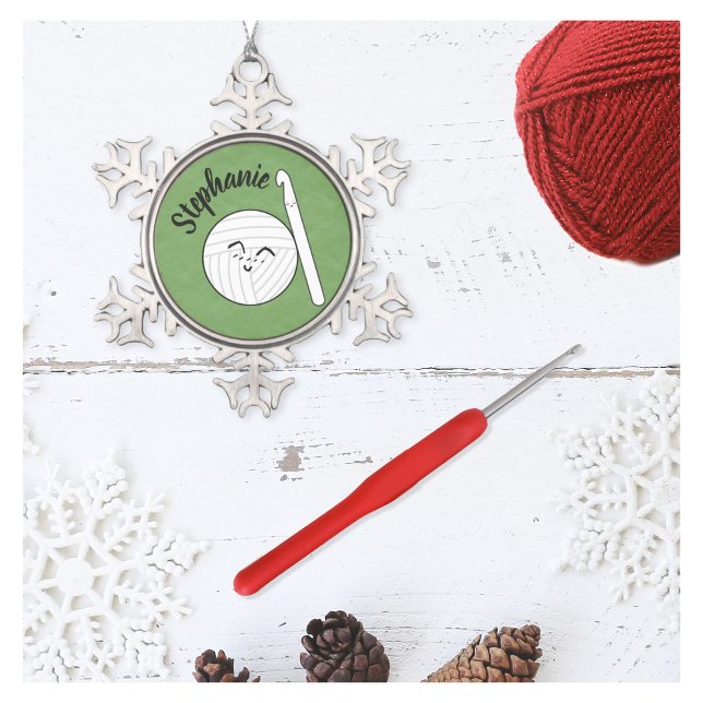 Cartoon Yarn Ball & Crochet Hook + Ornamento de No (Criador carregado)
