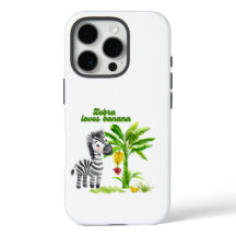 Cartoon zebra ao lado de uma bananeira