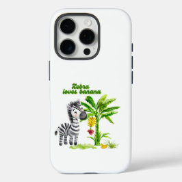 Cartoon zebra ao lado de uma bananeira