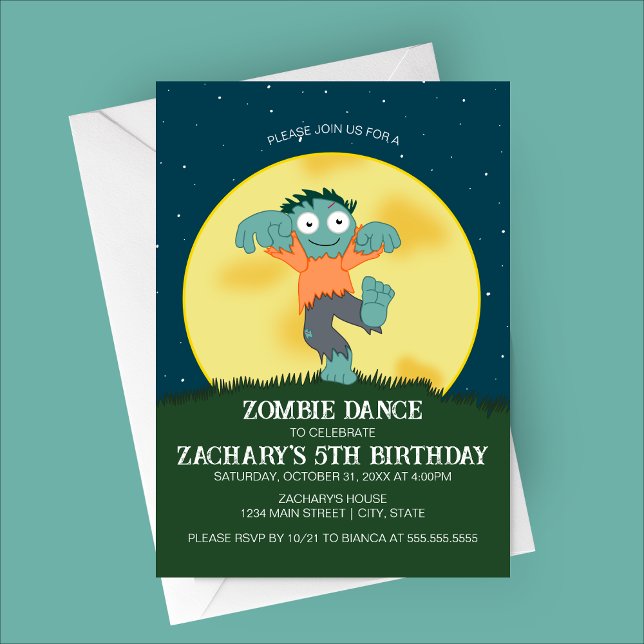 Cartoon Zombie Dança Convite de Aniversário (Cartoon Zombie Dance Birthday Party Invitation)
