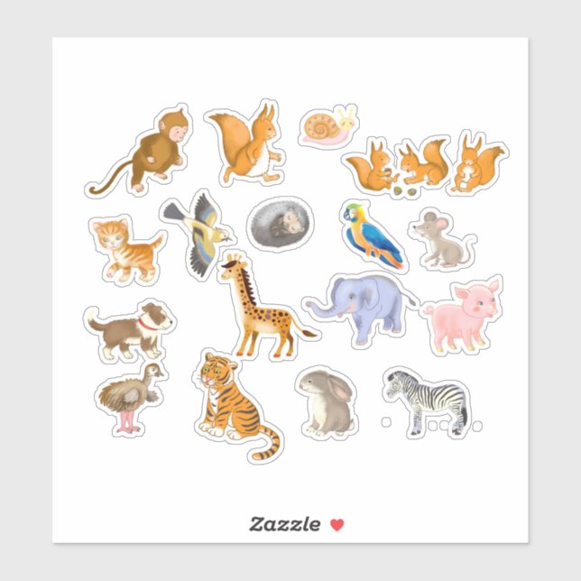 Cartoons Animais, adesivos do planejador (Folha)