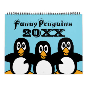 Cartoons Penguins Engraçados Calendário Grande