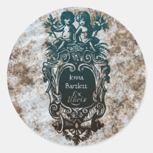Cartouche de Libris & etiqueta ex dos querubins