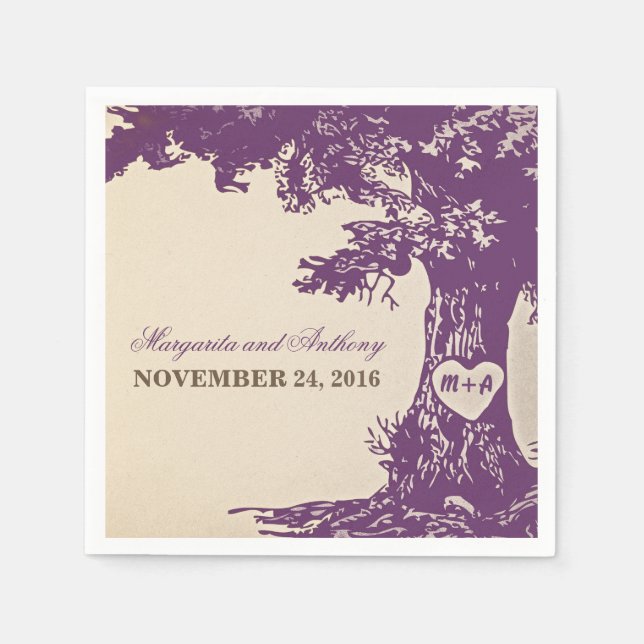 carvalho velho ameixa guardanapos de papel antigo (Frente)