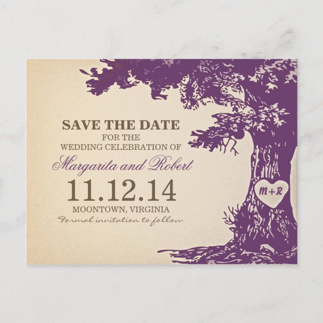 carvalho velho ameixa salvar cartões postais de da (Frente)