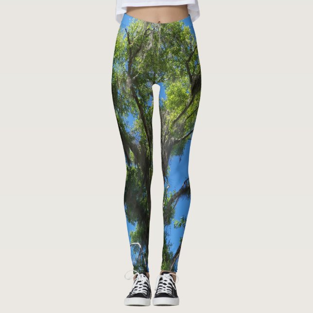 Carvalho verde e céu azul em leggings (Frente)