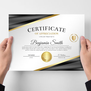 Carvões e Dourado Certificado de Prêmio de Aprecia