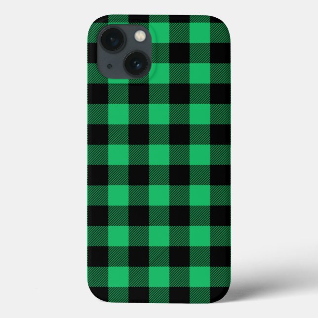 Cas de Feriado Gingham de Buffalo Verde e Negro (Verso)