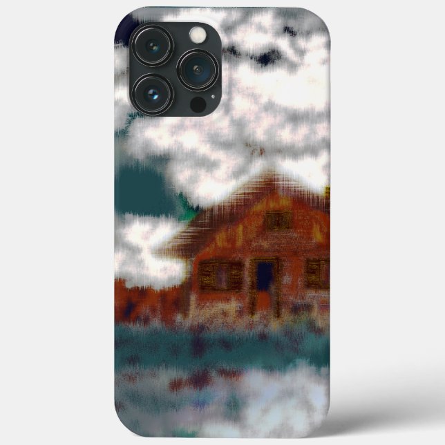 Casa antiga sob nuvens de chuva com efeito arranha (Verso)