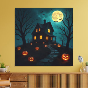 Casa Assombrada Canvas Premium Emoldurado