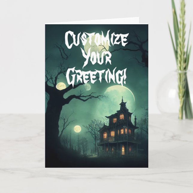 Casa Assombrada Personalizável Cartão Dobrado (Frente)