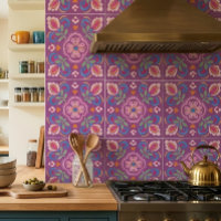 Casa Branca Floral Roxo e Azul