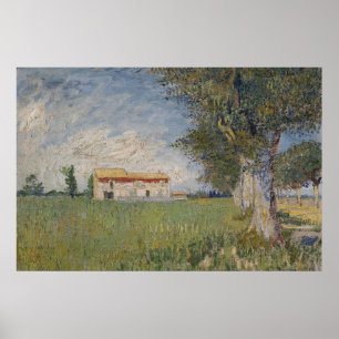 Casa da quinta em um poster do campo de trigo